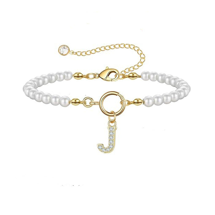 Bracelet en Or avec Perles et Lettre
