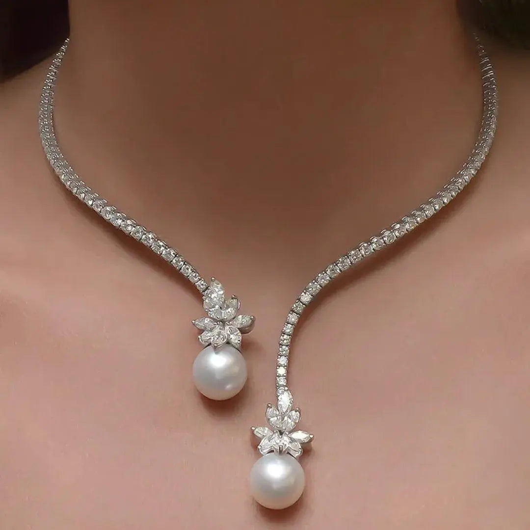 Collier de perles élégant et brillant en argent sterling