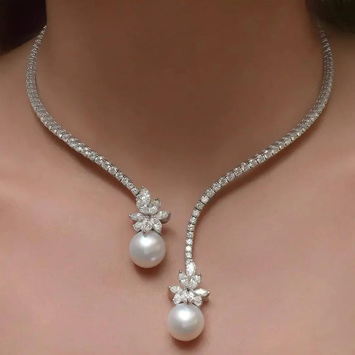 Collier de perles élégant et brillant en argent sterling