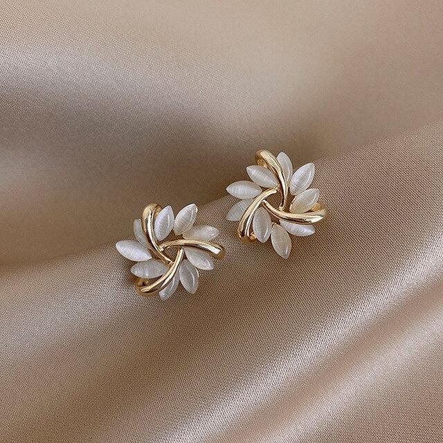 Boucles d'oreilles Sonja Luxe en Opale Blanc