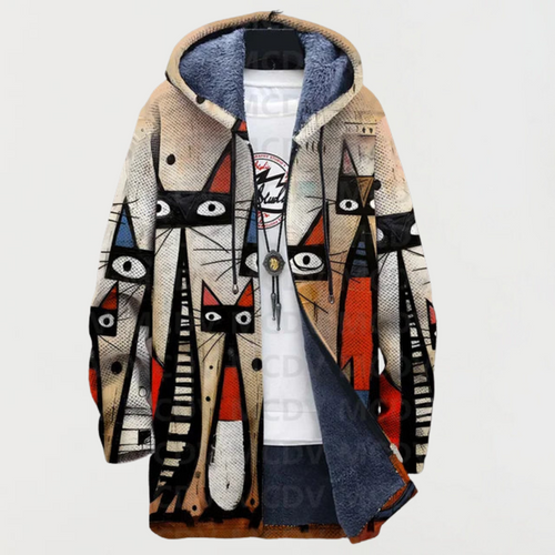 Veste avec un motif abstrait et un chat