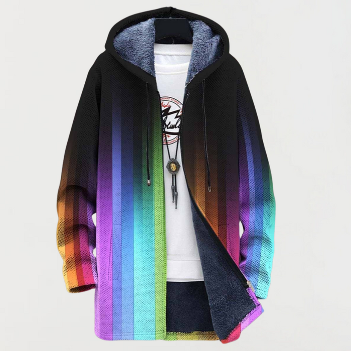 Veste avec une traîne arc-en-ciel en dégradé