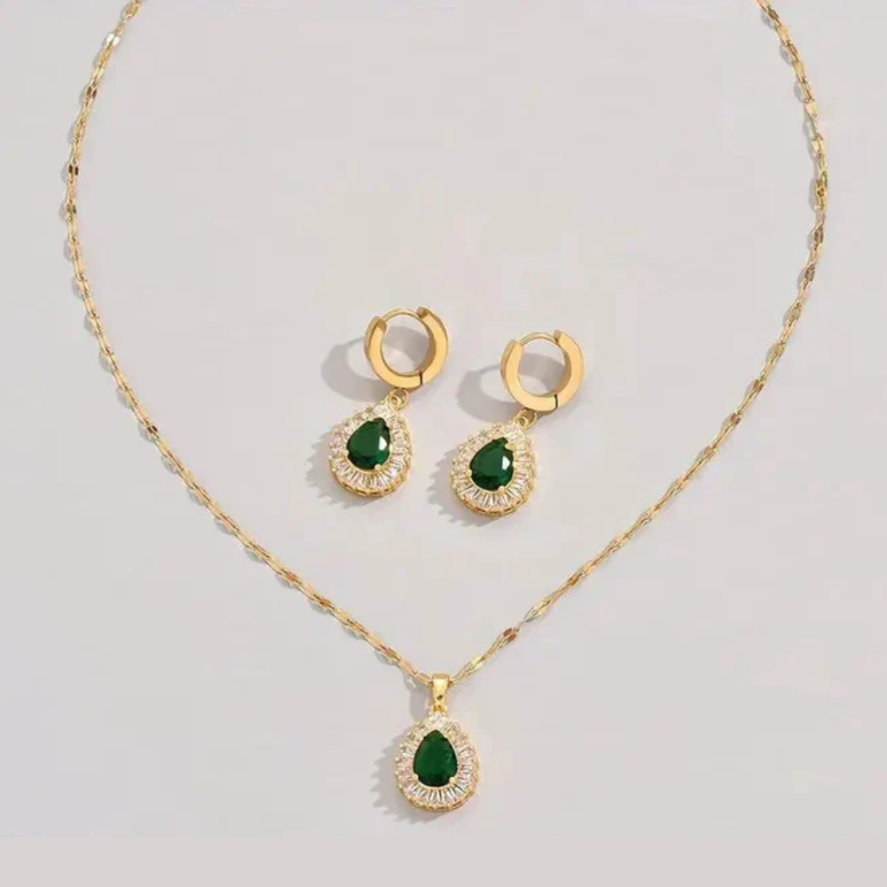 Ensemble de Bijoux Émeraude Reine