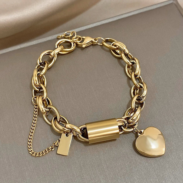 Bracelet Épais avec Cœur | Or