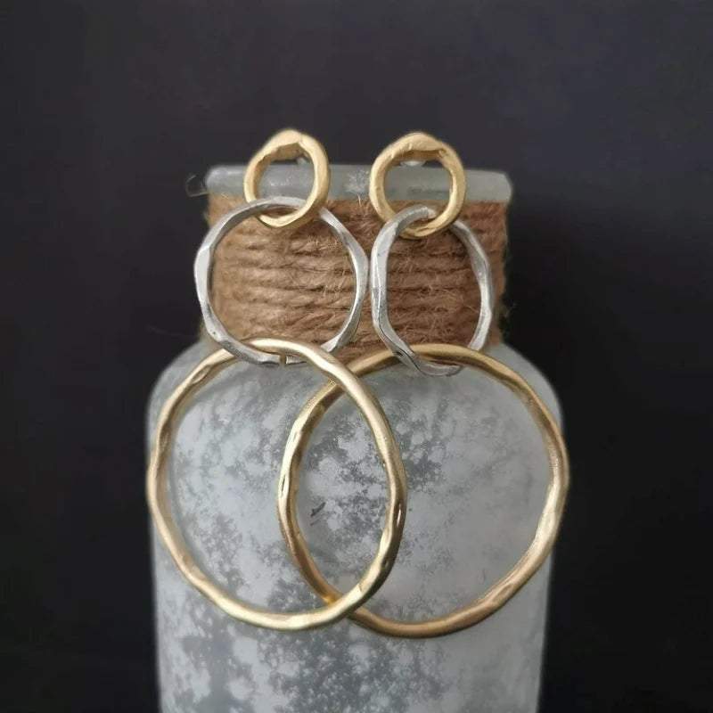 Boucles d'oreilles créoles vintage en or et argent