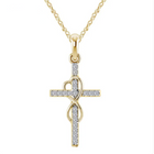 Collier avec pendentif en forme de croix en alliage de diamants
