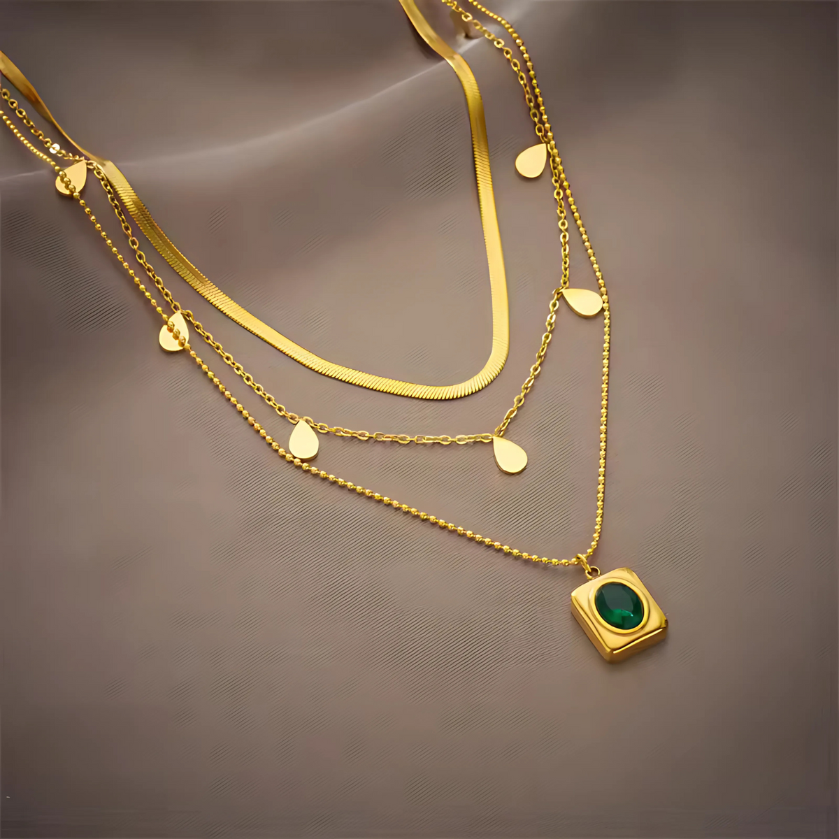 Collier Set Serenna Or et Émeraude