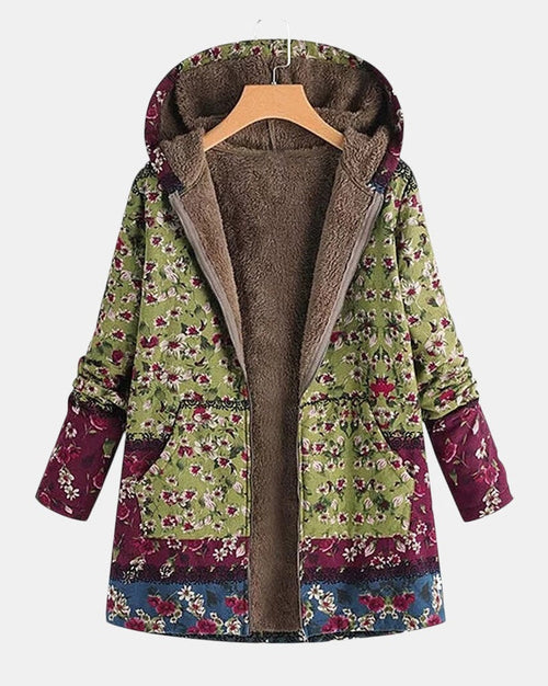 Willow - Veste Fleurie Cottagecore Verte et Maroon