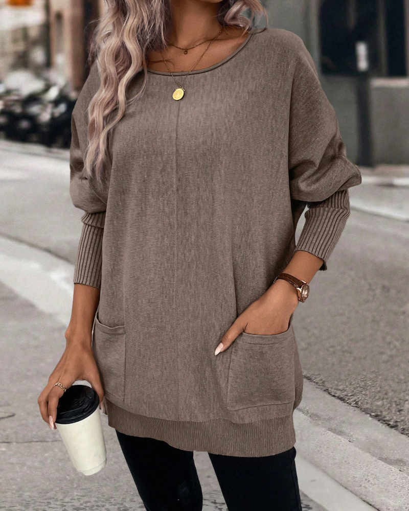 Sweat Avec Coupe Ample, Manches En Aile De Chauve-Souris Et Poches