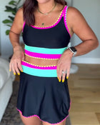 Maillot de bain trois pièces élégant à blocs de couleurs