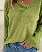 Pull Col V Bouton Uni