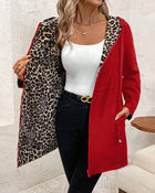 Manteau Avec Capuche Reversible Imprimé Léopard