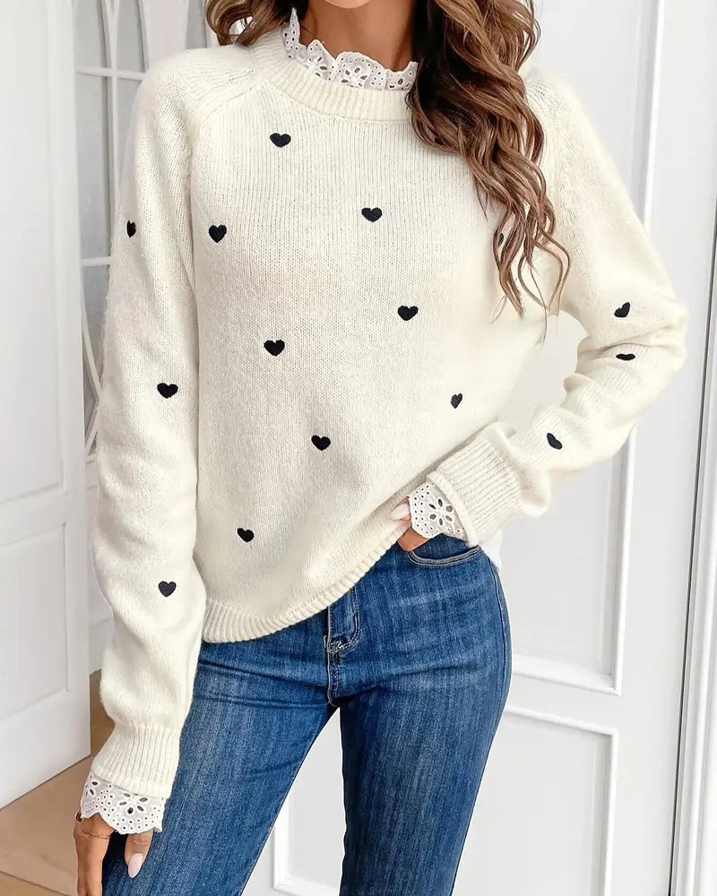 Pull décontracté à la mode en forme de cœur