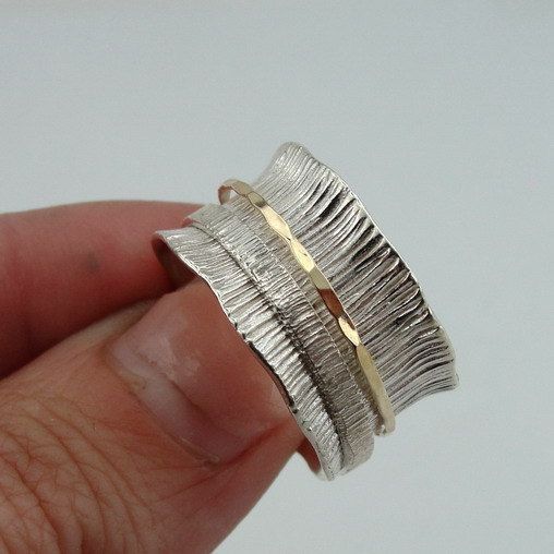 Bague fine vintage en argent doré