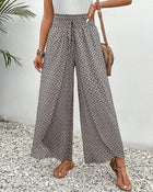 Pantalon large à cordon élastiqué à imprimé géométrique