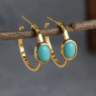 Boucles d'oreilles dorées avec pierres turquoises