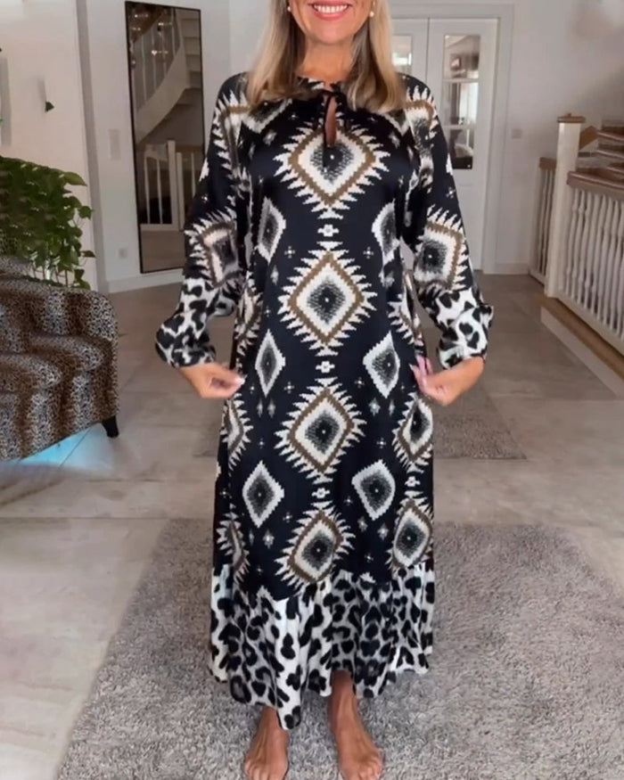 Robe à imprimé géométrique à manches longues
