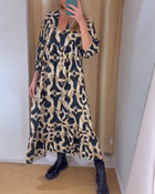 Robe longue décontractée imprimée à col en V