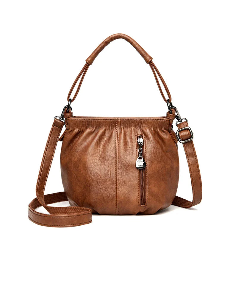 Sac À Main Décontracté Plissé Seau Cuir Souple