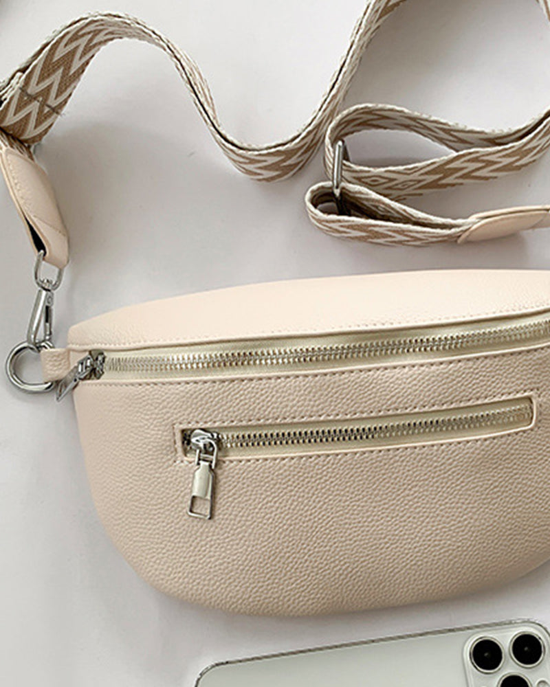 Sac bandoulière zippé avec bretelles contrastées