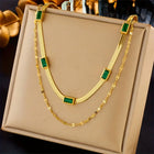 Collier en Or Double avec Émeraude Vintage