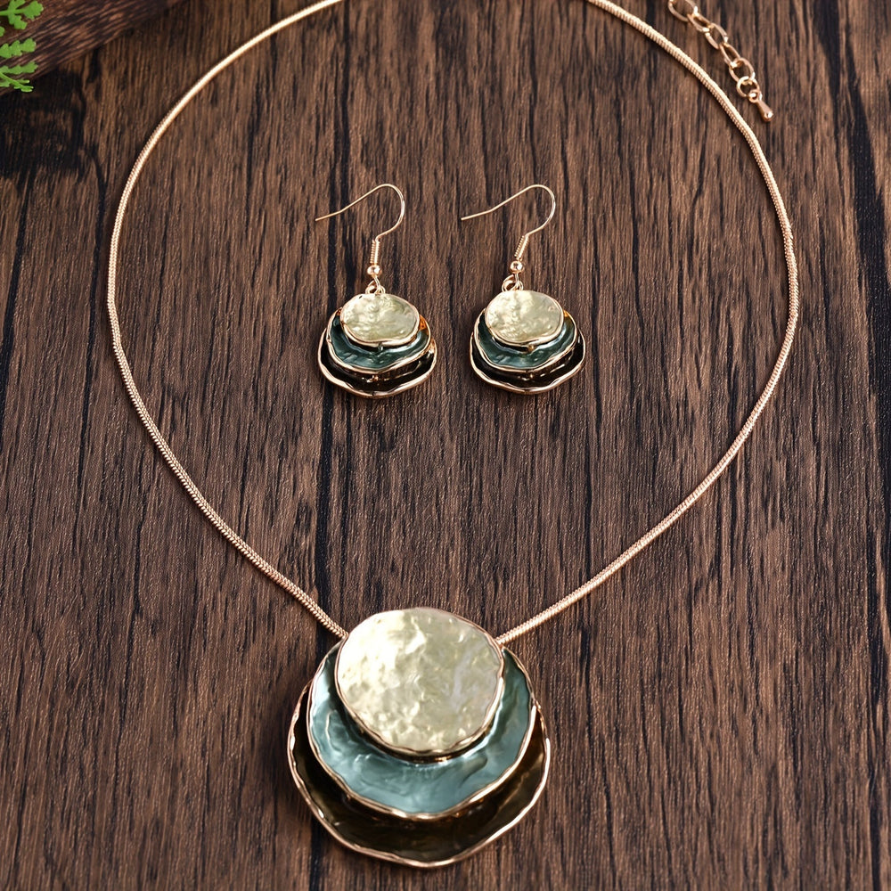 Ensemble Collier et Boucles d'Oreilles Boho Émaillés Fait Main