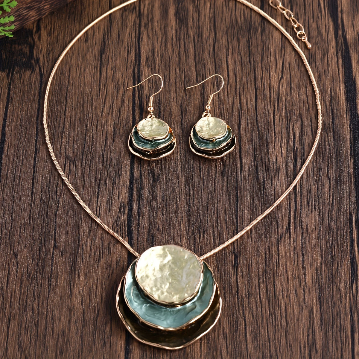 Ensemble Collier et Boucles d'Oreilles Boho Émaillés Fait Main