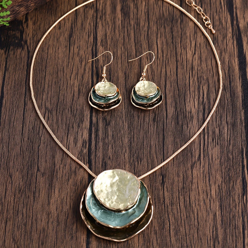 Ensemble Collier et Boucles d'Oreilles Boho Émaillés Fait Main
