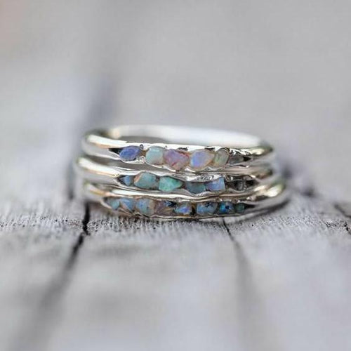 Bague vintage en argent avec pierres bleues en couches