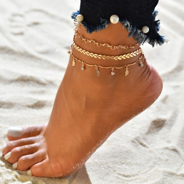 Bracelet de cheville en or et cristal
