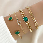 Ensemble de bracelets avec des cristaux verts