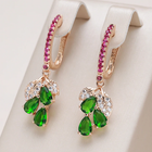 Boucles d'oreilles pendantes élégantes avec zirconia coloré