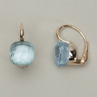 Boucles d'oreilles vintage bleues avec zirconia incrusté