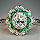 Bague Vintage avec Cristal Émeraude