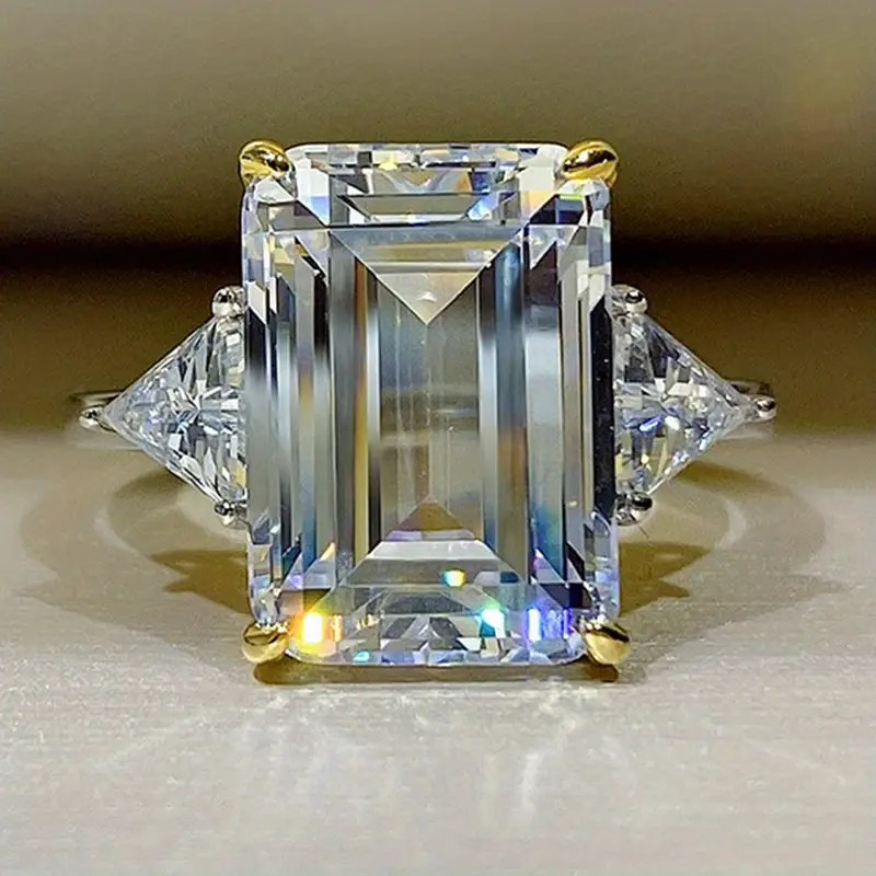 Bague Vintage Dorée avec Verre Carré
