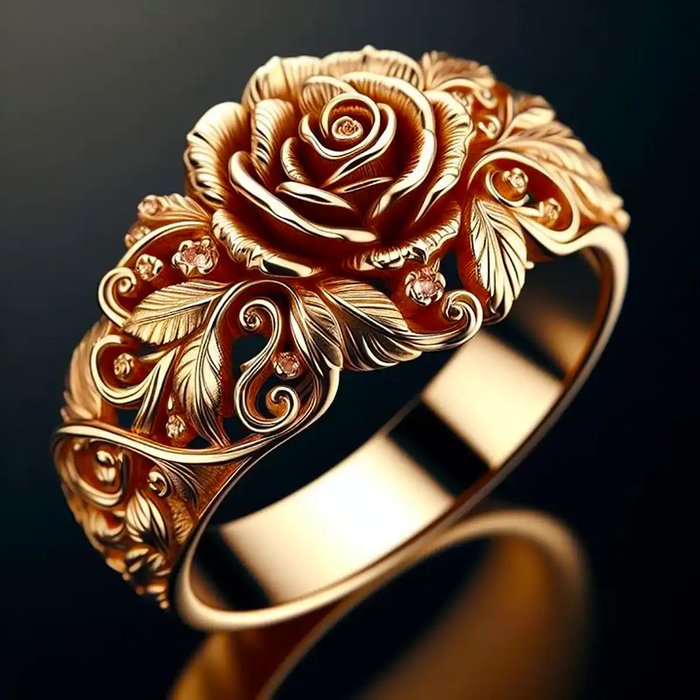 Bague en or avec fleur