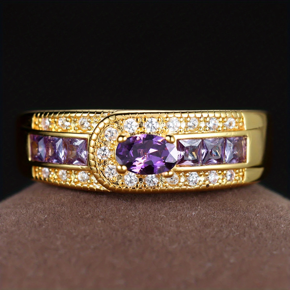 Bague en Or Vintage avec Zirconia Violette
