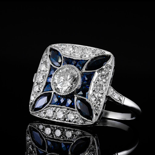 Bague Brillante avec Zirconia Bleu Foncé