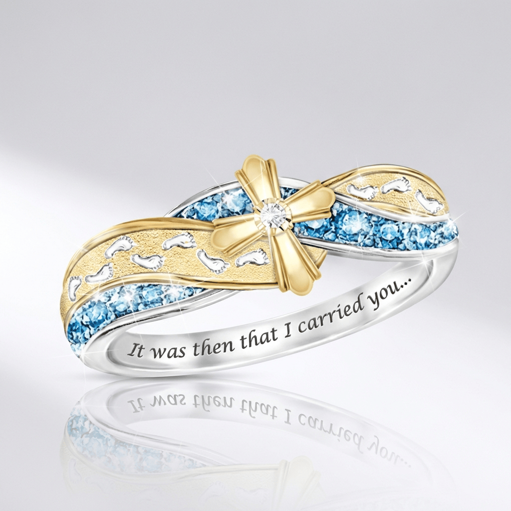 BAGUE DE MAMAN FAITE À LA MAIN AVEC ZIRCON ET ARGENT DÉTAILLÉ