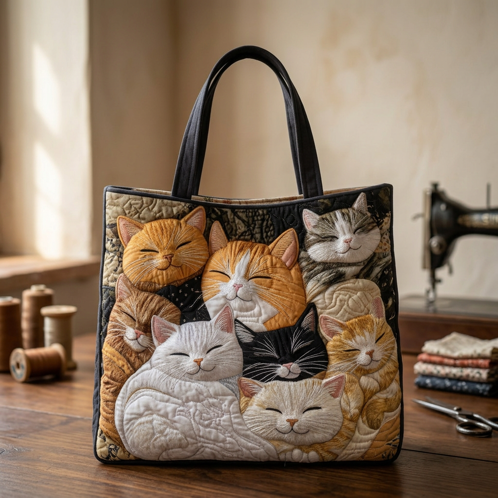 Sac matelassé avec des chatons endormis – Spacieux et léger