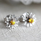Boucles d'oreilles vintage en argent avec pendentif floral