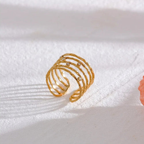 Bague large avec éclat doré (Ajustable)