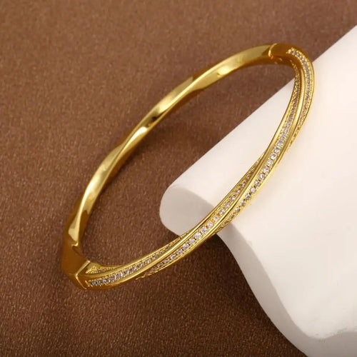 Bracelet en cristal élégant avec deux rangées en or