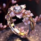 Bague en cristal avec fleur rose exotique