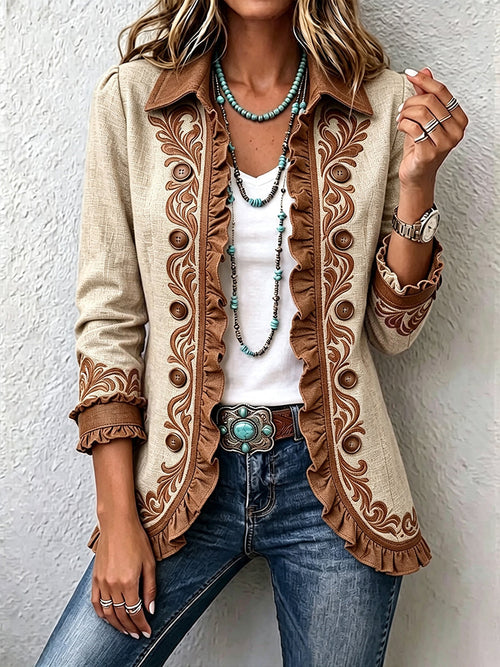 Scarlett | Veste Vintage Bohémienne à Froufrous