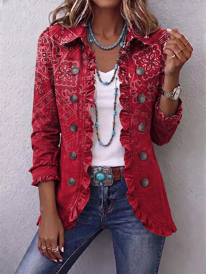 Riley | Veste à volants en imprimé paisley ombragé