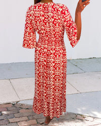 Robe longue imprimée rouge