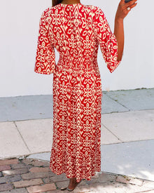 Robe longue imprimée rouge