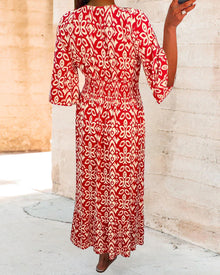 Robe longue imprimée rouge