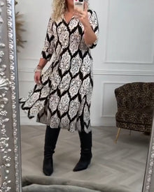 Robe à revers imprimé et fente latérale